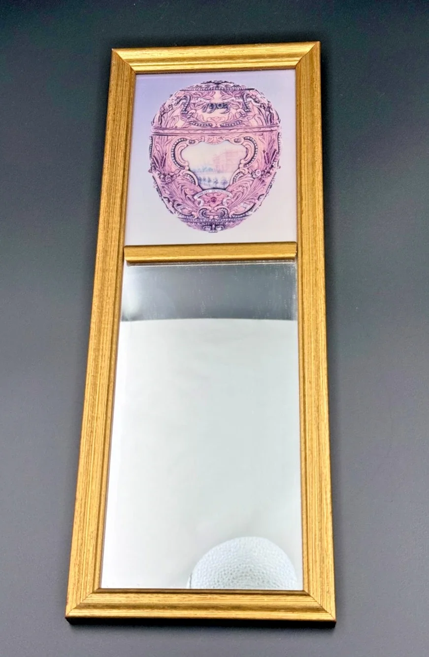 Vintage 1996 VMFA Faberge Egg Trumeau Small Mirror Gold VA Museum of Fine Arts